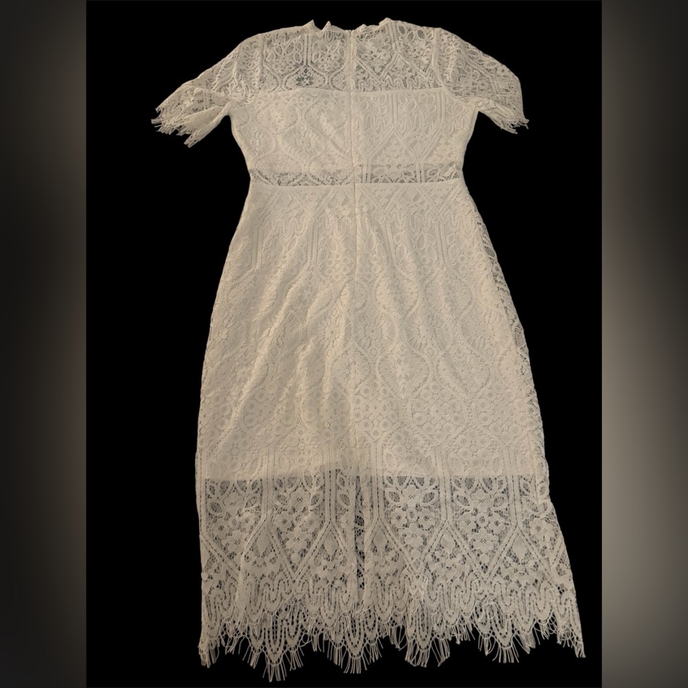 Lulu's White Lace Midi Dress - Picture 3 of 7